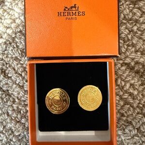 Hermes clip earrings gold